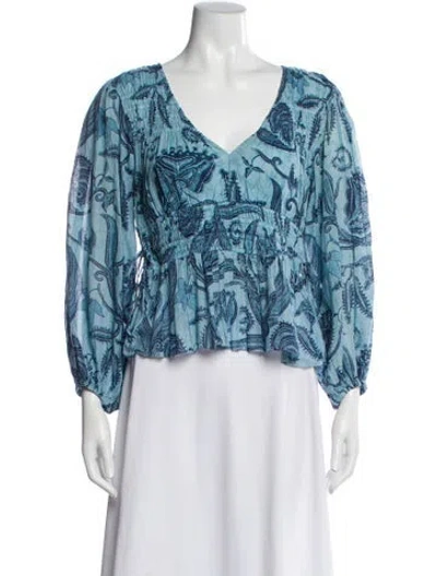 Pre-owned Love The Label Paisley Print V-neck Blouse In Blue