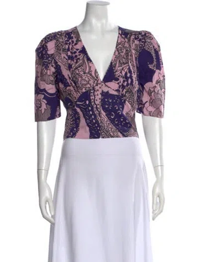 Pre-owned Love The Label Paisley Print V-neck Blouse W/ Tags In Multi