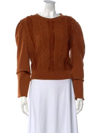 Pre-owned Love The Label Patterned Crew Neck Sweater In Brown/orange