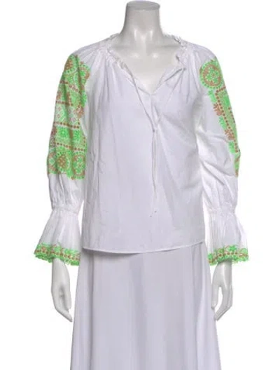 Pre-owned Love The Label Patterned V-neck Blouse In Multi