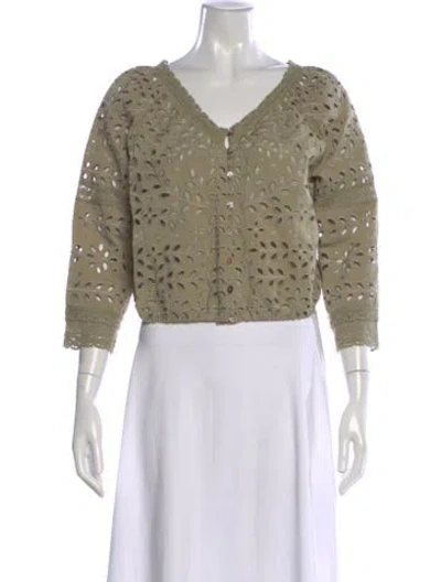 Pre-owned Love The Label Patterned V-neck Blouse W/ Tags In Neutral