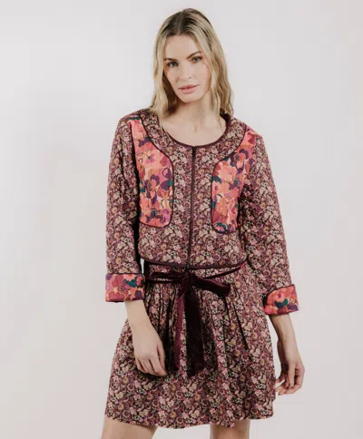 Love The Label Pippa Quited Jacket In Burgundy