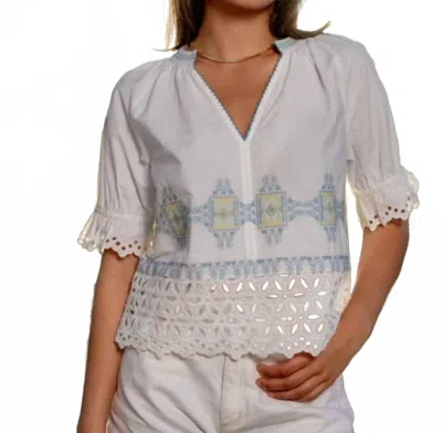 Love The Label Poet Top In Lydian Embroidery In Gray