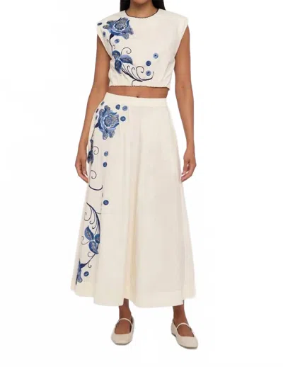 Love The Label Porto Maxi Skirt In Kimber Embroidery In Multi
