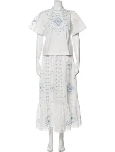Pre-owned Love The Label Printed Dress Set W/ Tags In White