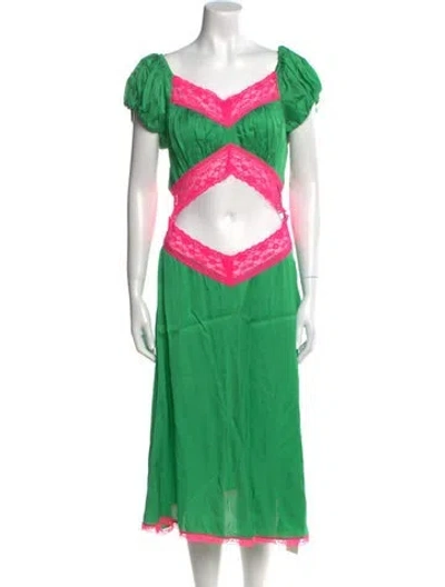 Pre-owned Love The Label Printed Knee-length Dress In Green