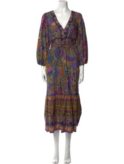 Pre-owned Love The Label Printed Long Dress In Black