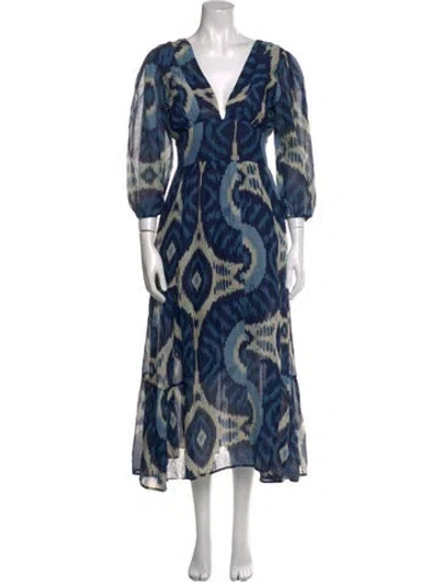 Pre-owned Love The Label Printed Long Dress In Blue