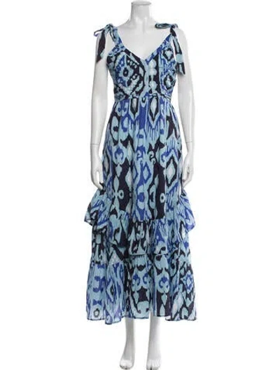 Pre-owned Love The Label Printed Long Dress In Blue