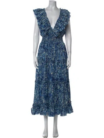Pre-owned Love The Label Printed Long Dress In Blue