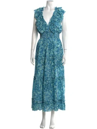 Pre-owned Love The Label Printed Long Dress In Blue