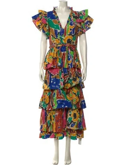 Pre-owned Love The Label Printed Long Dress In Neutral