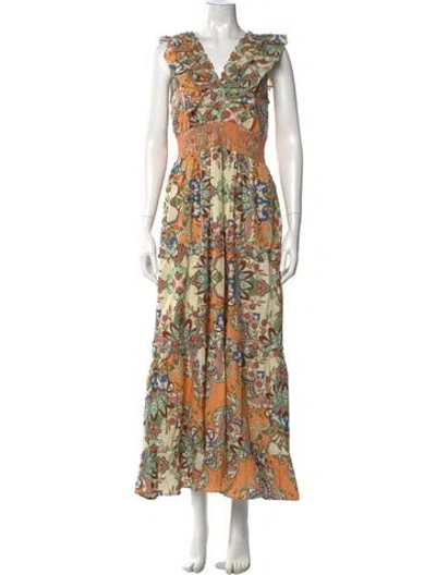 Pre-owned Love The Label Printed Long Dress In Neutral
