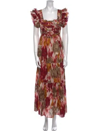 Pre-owned Love The Label Printed Long Dress In Red