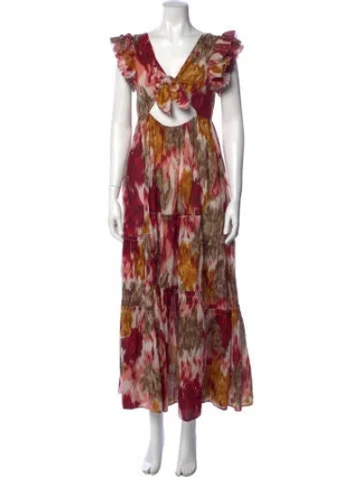 Pre-owned Love The Label Printed Long Dress In Red