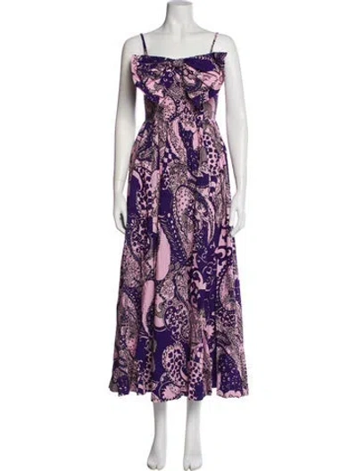 Pre-owned Love The Label Printed Long Dress W/ Tags In Purple