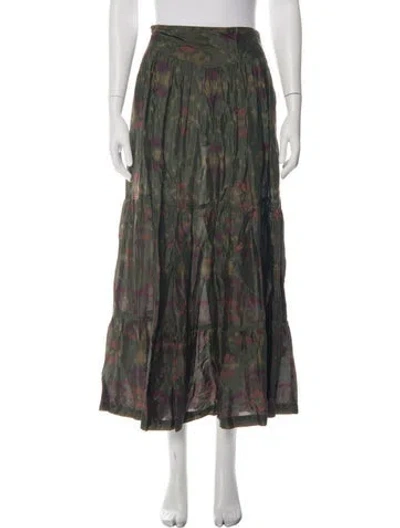 Pre-owned Love The Label Printed Long Skirt In Green