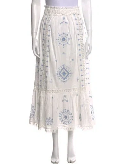 Pre-owned Love The Label Printed Long Skirt W/ Tags In White