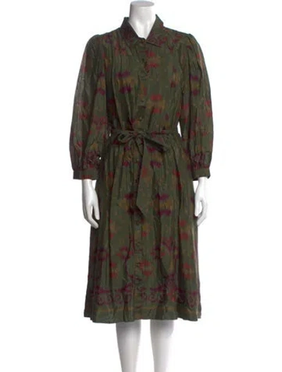 Pre-owned Love The Label Printed Midi Length Dress W/ Tags In Green