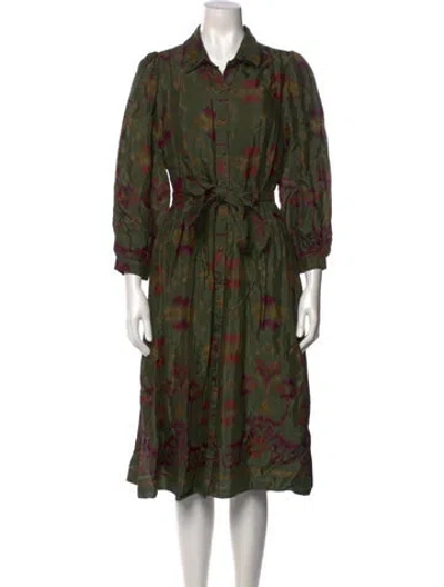 Pre-owned Love The Label Printed Midi Length Dress W/ Tags In Green