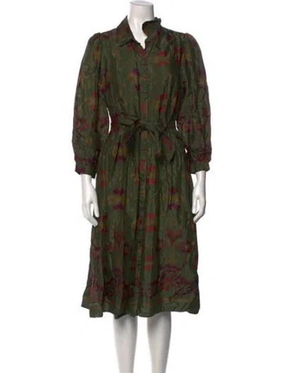 Pre-owned Love The Label Printed Midi Length Dress W/ Tags In Green