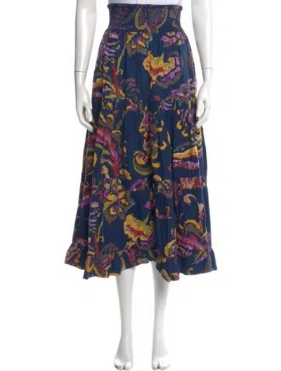 Pre-owned Love The Label Printed Midi Length Skirt In Blue