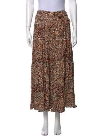 Pre-owned Love The Label Printed Midi Length Skirt In Brown