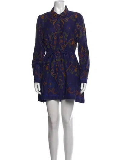 Pre-owned Love The Label Printed Mini Dress In Blue