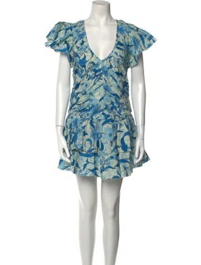 Pre-owned Love The Label Printed Mini Dress W/ Tags In Blue
