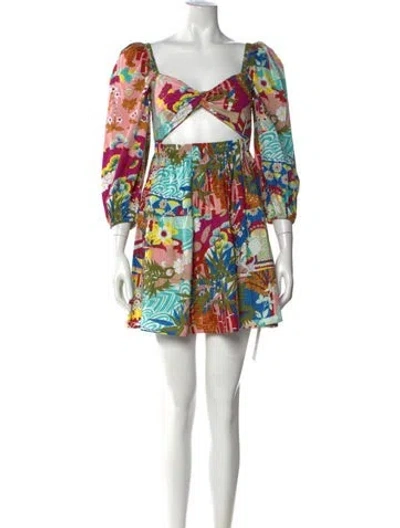 Pre-owned Love The Label Printed Mini Dress W/ Tags In Blue