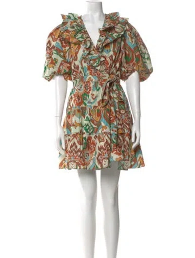 Pre-owned Love The Label Printed Mini Dress W/ Tags In Neutral