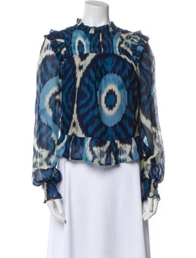 Pre-owned Love The Label Printed Mock Neck Blouse In Multi