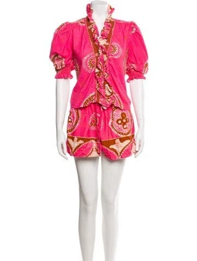 Pre-owned Love The Label Printed Short Set In Pink