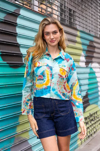 Love The Label Rachael Sari Top In Blue