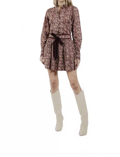 Love The Label Rosie Mini Skirt In Pippa's Symphony Red In Brown