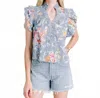 Love The Label Sara Cap Sleeve Top In Powerscourt Garden Floral In Multi