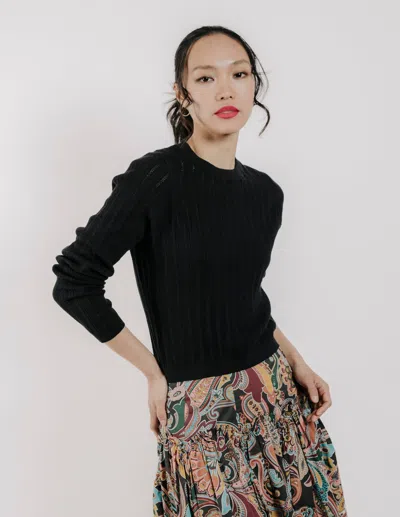 Love The Label Sarafina Pointelle Knit In Black