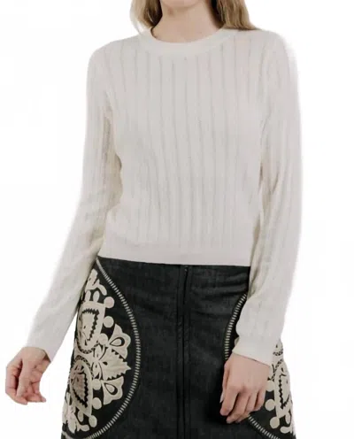 Love The Label Sarafina Pointelle Knit Sweater In Ivory In White