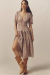Love The Label Sasha Short-sleeve V-neck Tiered Midi Dress In Multi