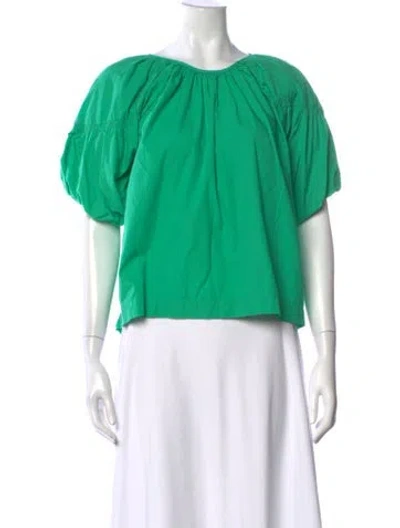 Pre-owned Love The Label Scoop Neck Short Sleeve Top In Green