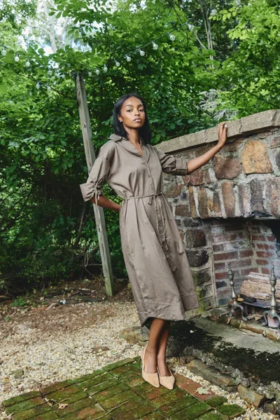 Love The Label Shannon Midi Dress In Canteen