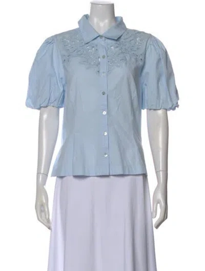 Pre-owned Love The Label Short Sleeve Blouse In Blue