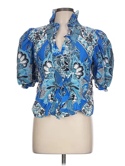 Pre-owned Love The Label Short Sleeve Blouse In Blue