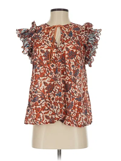Pre-owned Love The Label Short Sleeve Blouse In Brown