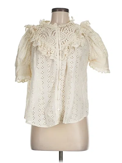 Pre-owned Love The Label Short Sleeve Blouse In Ivory