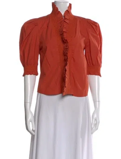 Pre-owned Love The Label Short Sleeve Blouse In Orange