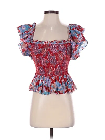 Pre-owned Love The Label Short Sleeve Blouse In Red