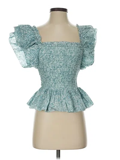Pre-owned Love The Label Short Sleeve Blouse In Teal