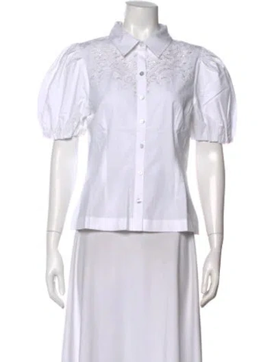 Pre-owned Love The Label Short Sleeve Blouse In White