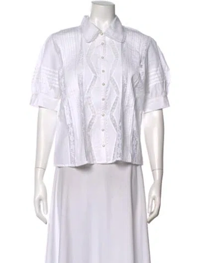 Pre-owned Love The Label Short Sleeve Button-up Top W/ Tags In White